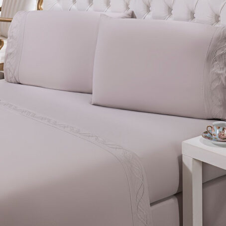 Jogo de Cama Casal Percal Soft 300 Bordado Prata